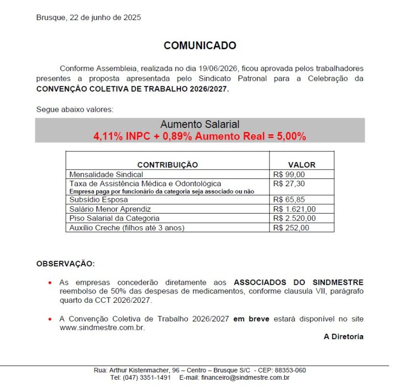 REAJUSTE 2026